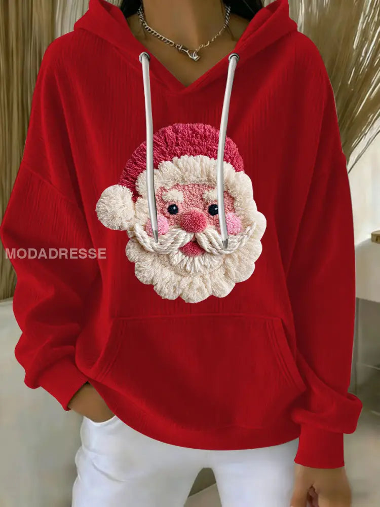 Kvinnors jul Print Casual Hoodie Print röd / S
