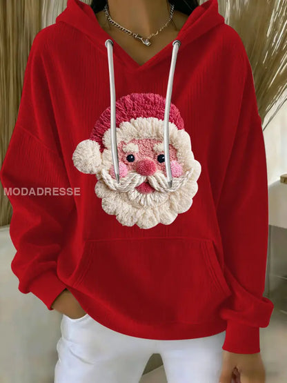 Kvinnors jul Print Casual Hoodie Print röd / S