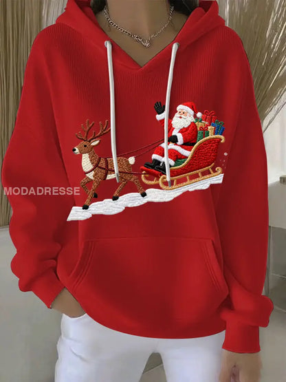 Kvinnors jul Print Casual Hoodie Print röd / S