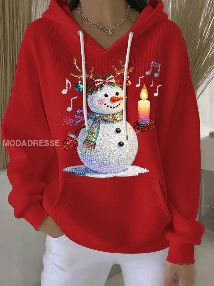 Kvinnors jul Print Casual Hoodie Print röd / S