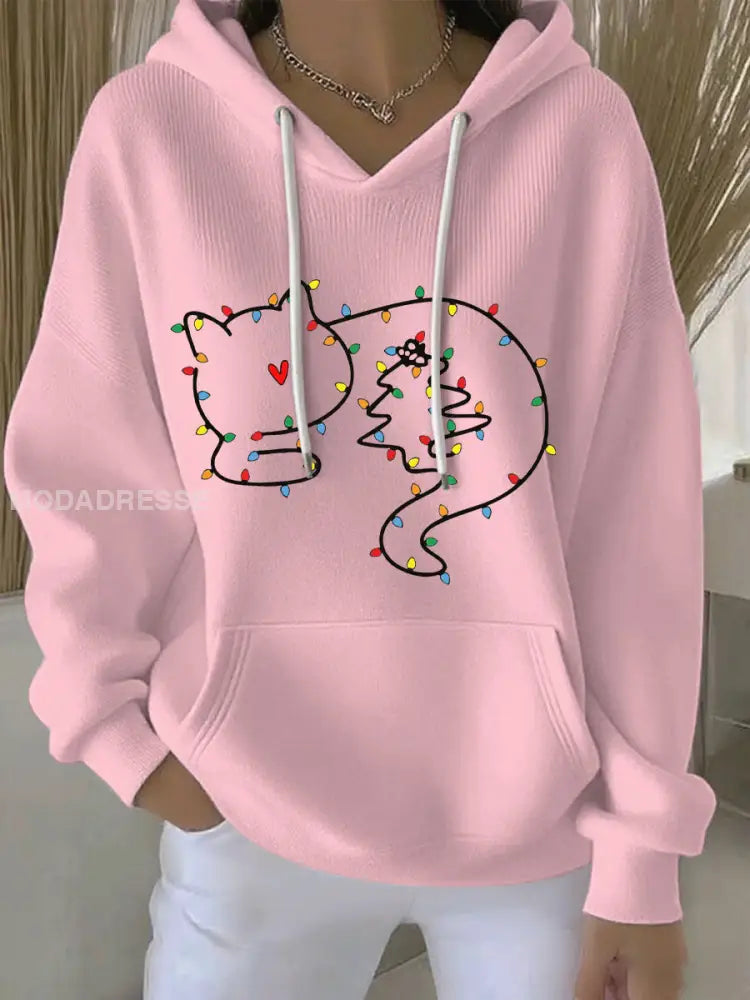 Kvinnors jul Print Casual Hoodie Print runt / S