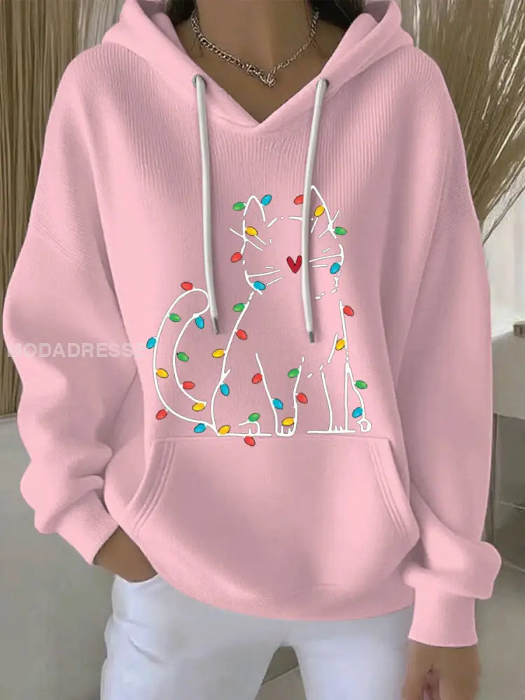 Kvinnors jul Print Casual Hoodie Print runt / S