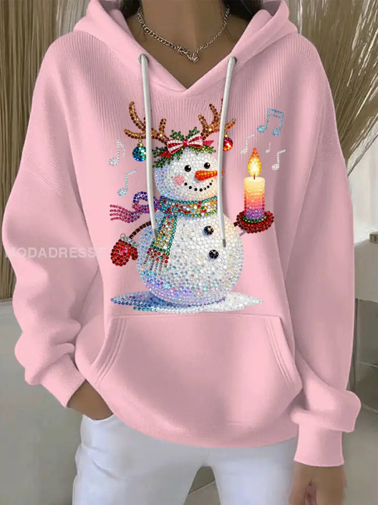 Kvinnors jul Print Casual Hoodie Print runt / S