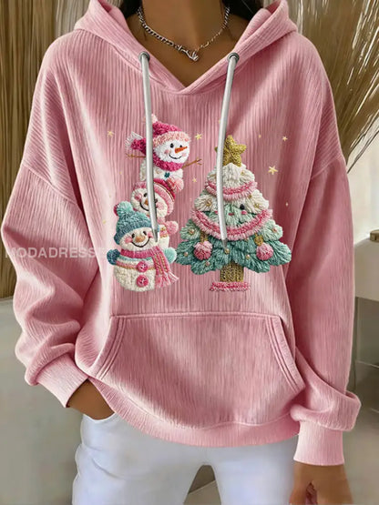 Kvinnors jul Print Casual Hoodie Print runt / S