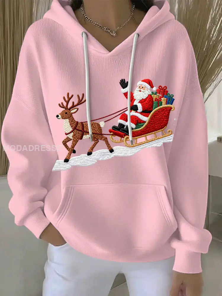 Kvinnors jul Print Casual Hoodie Print runt / S