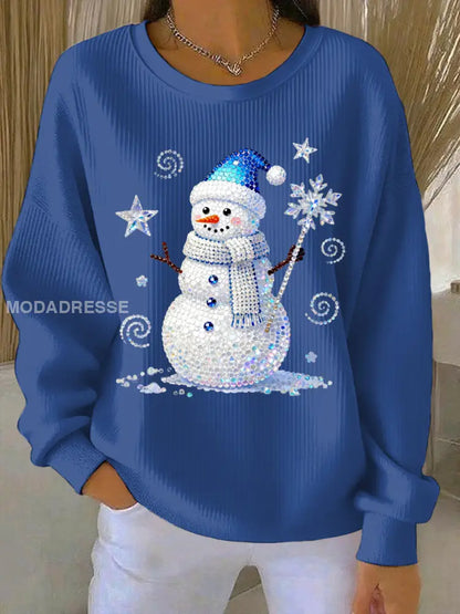 Kvinnors jul Print Casual Sweatshirt blå / S
