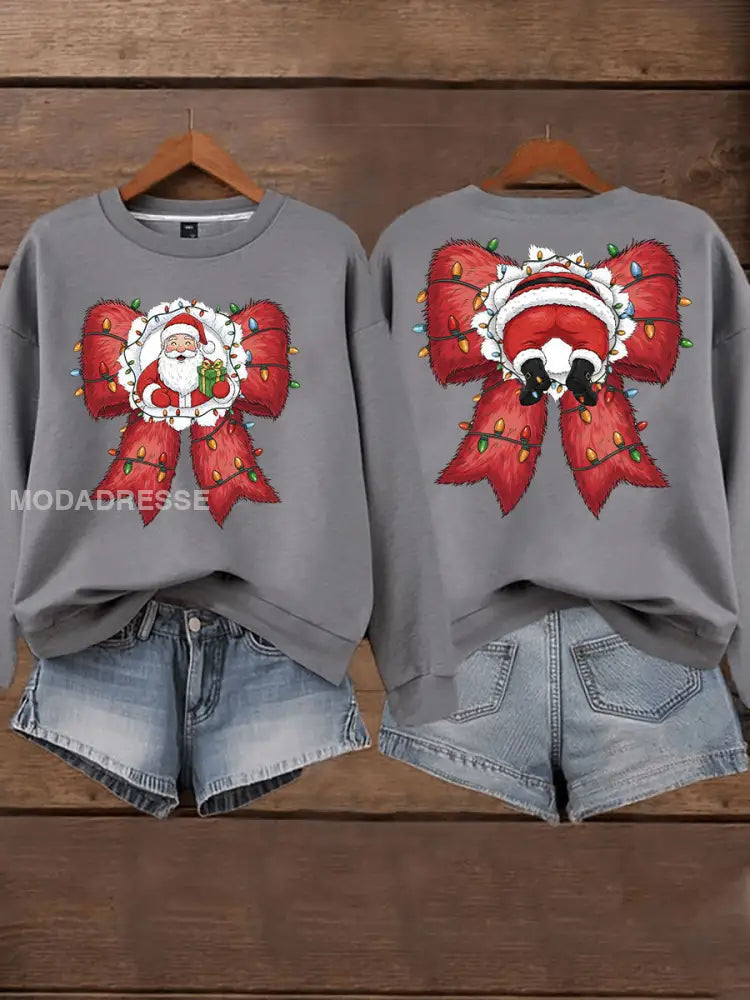 Kvinnors jul Print Casual Sweatshirt grå / S