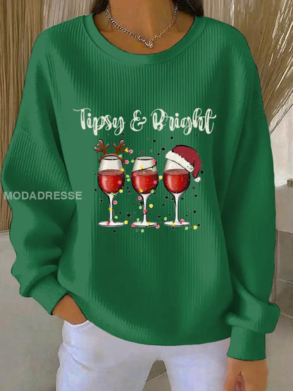 Kvinnors jul Print Casual Sweatshirt grön / S
