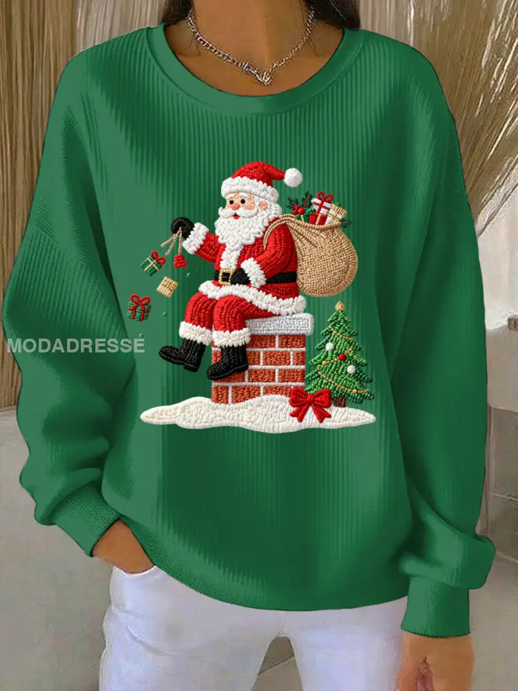 Kvinnors jul Print Casual Sweatshirt grön / S