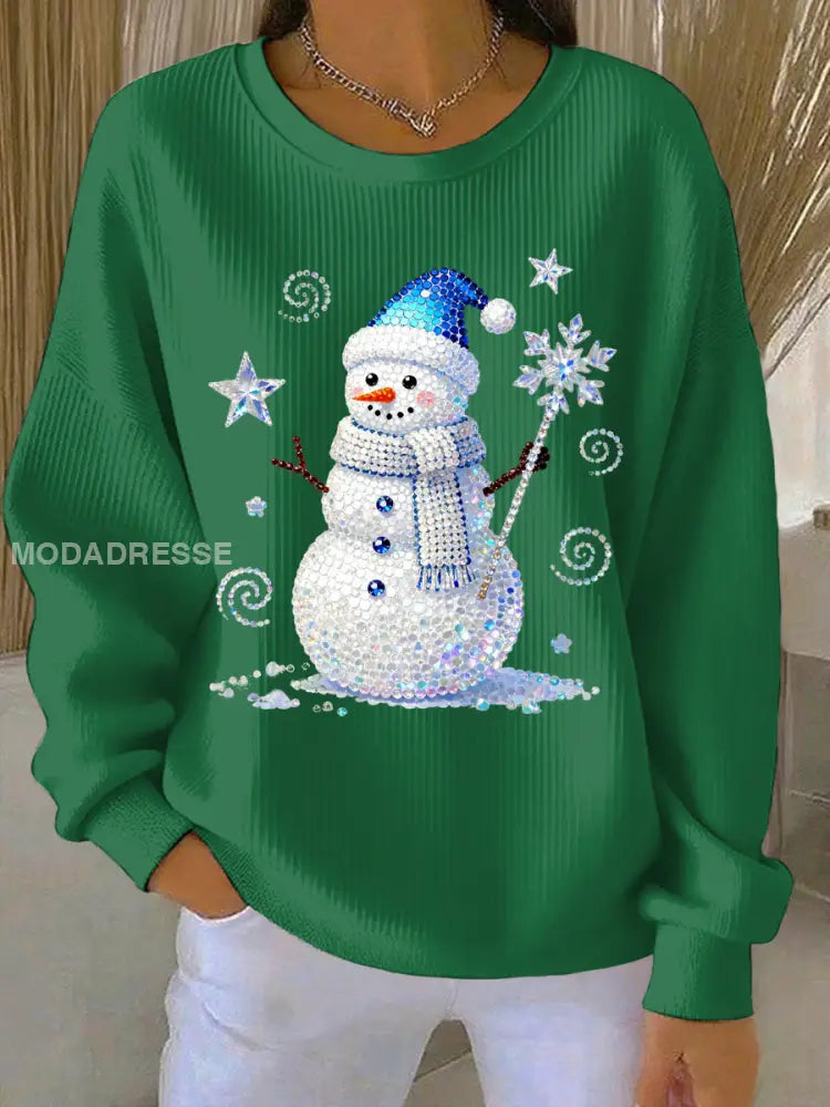 Kvinnors jul Print Casual Sweatshirt grön / S