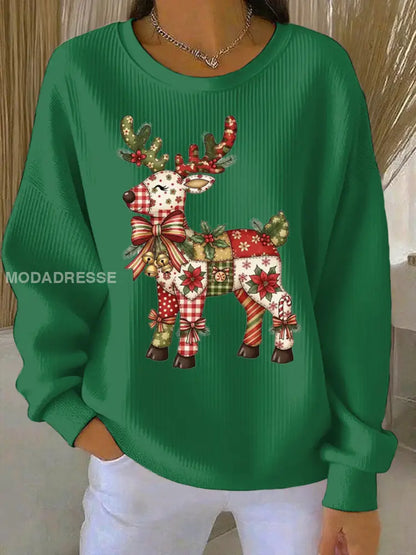 Kvinnors jul Print Casual Sweatshirt grön / S