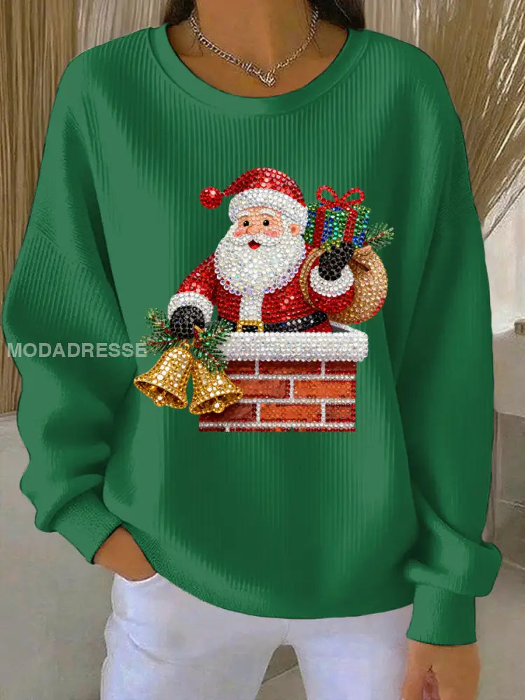 Kvinnors jul Print Casual Sweatshirt grön / S