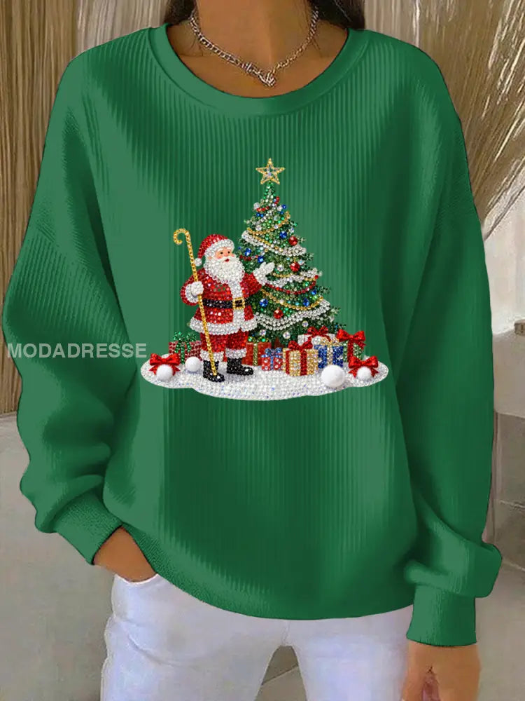Kvinnors jul Print Casual Sweatshirt grön / S