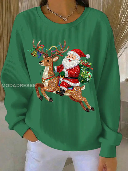 Kvinnors jul Print Casual Sweatshirt grön / S