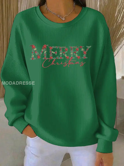 Kvinnors jul Print Casual Sweatshirt grönt / S