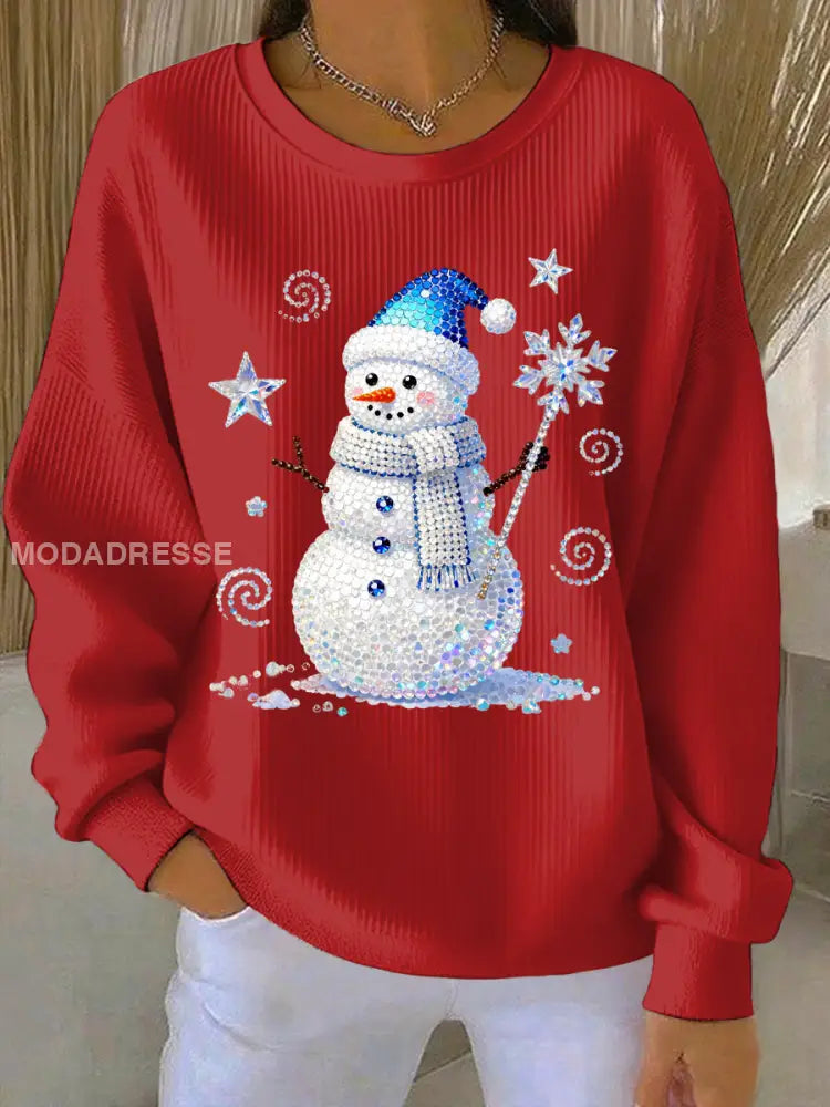Kvinnors jul Print Casual Sweatshirt röd / S