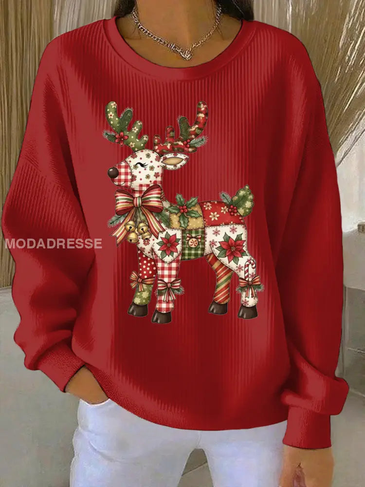 Kvinnors jul Print Casual Sweatshirt röd / S