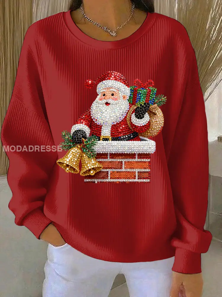 Kvinnors jul Print Casual Sweatshirt röd / S