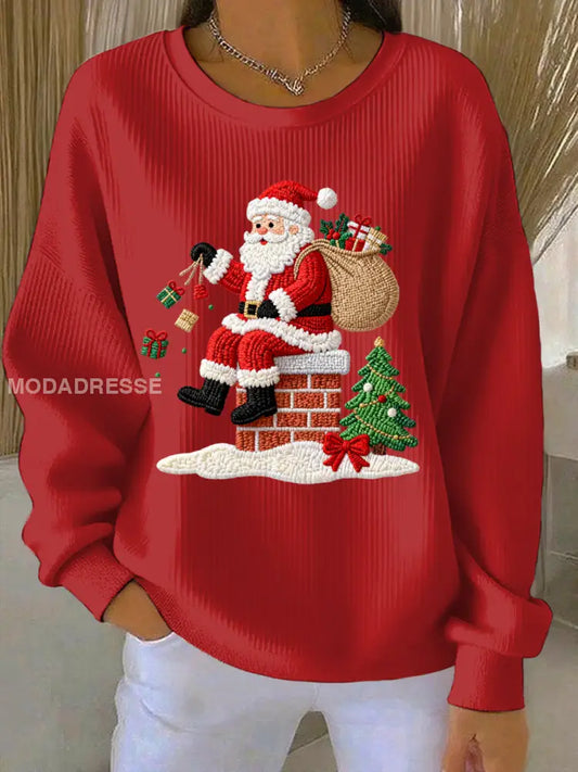 Kvinnors jul Print Casual Sweatshirt röd / S