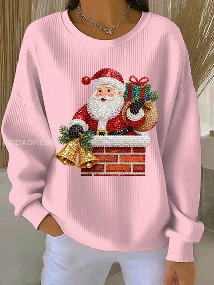 Kvinnors jul Print Casual Sweatshirt runk / S