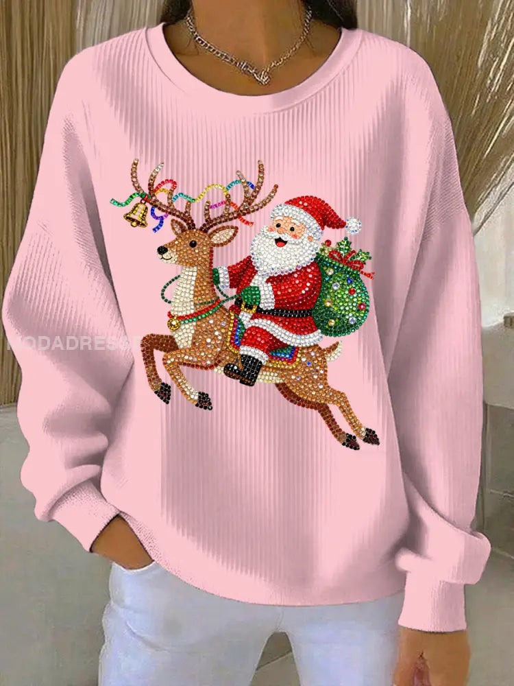 Kvinnors jul Print Casual Sweatshirt runk / S