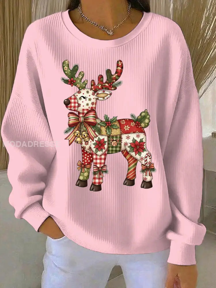 Kvinnors jul Print Casual Sweatshirt runk / S