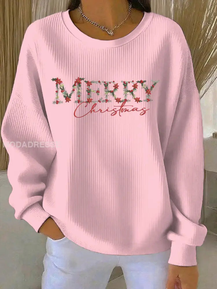 Kvinnors jul Print Casual Sweatshirt runt / S