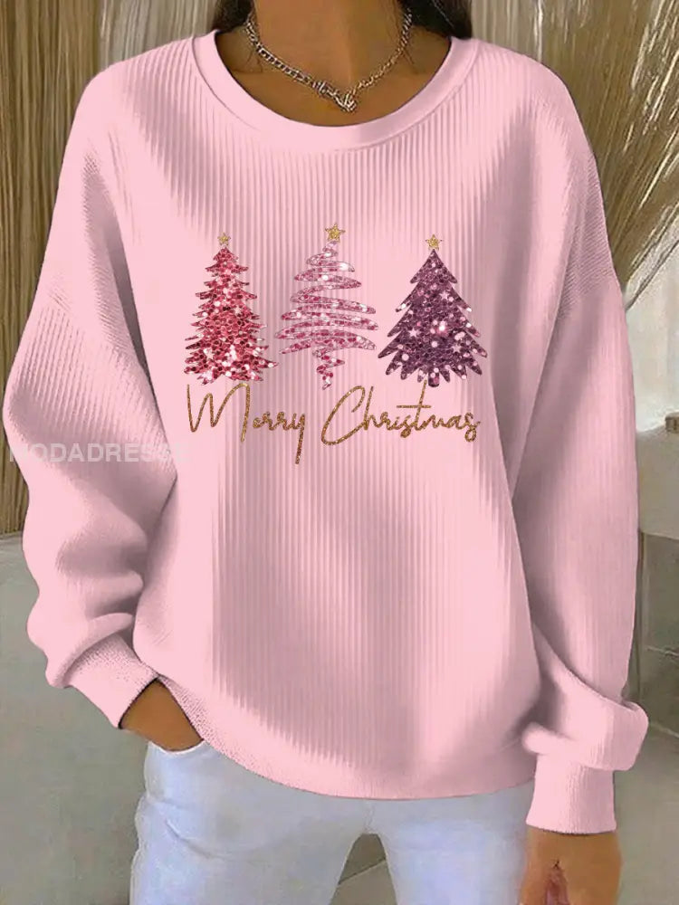 Kvinnors jul Print Casual Sweatshirt runt / S
