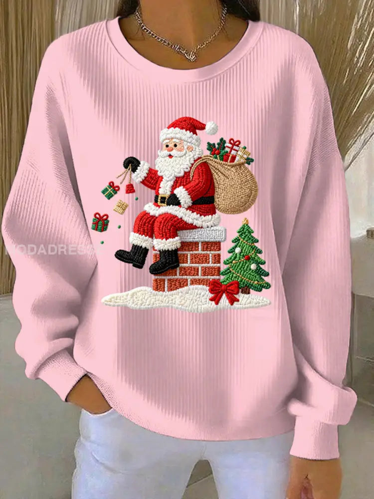 Kvinnors jul Print Casual Sweatshirt runt / S