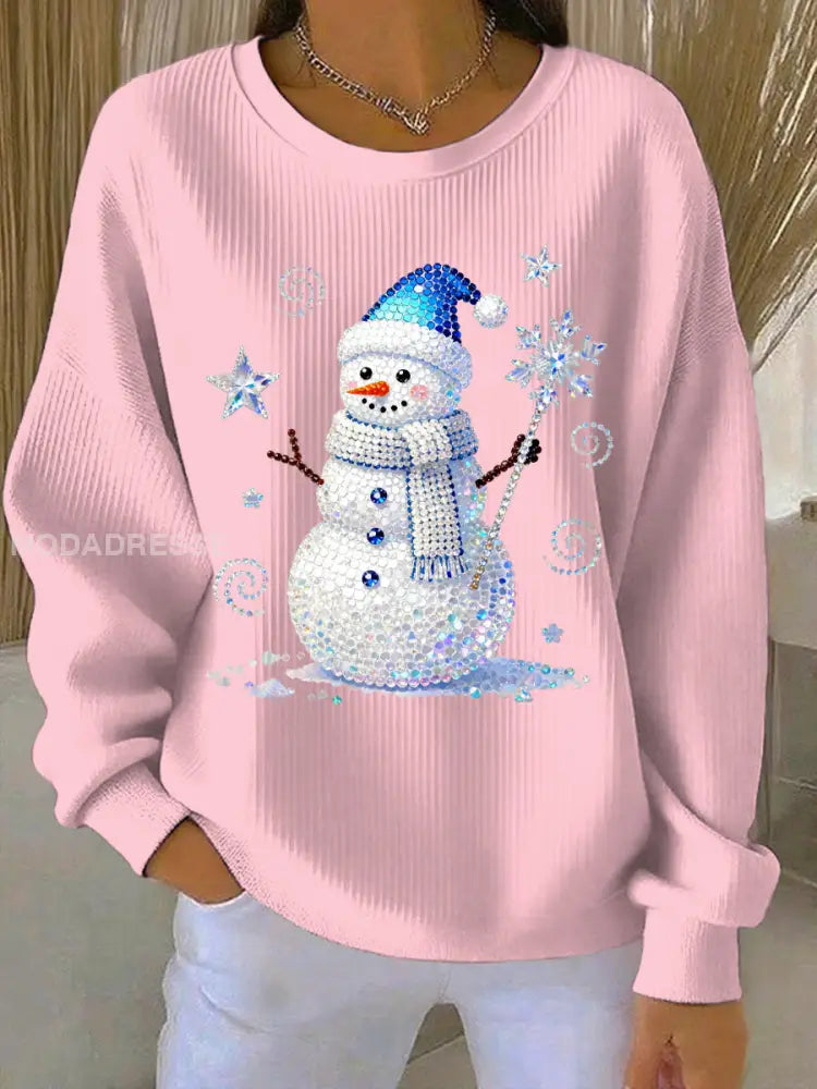 Kvinnors jul Print Casual Sweatshirt runt / S