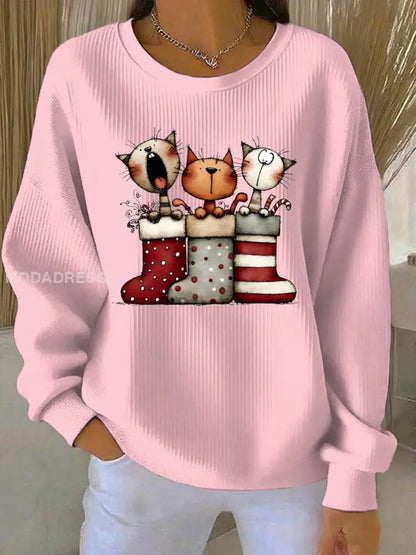Kvinnors jul Print Casual Sweatshirt runt / S