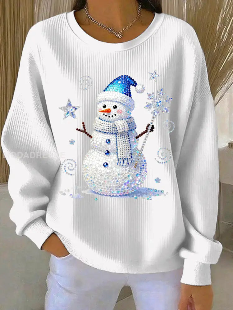 Kvinnors jul Print Casual Sweatshirt vit / S