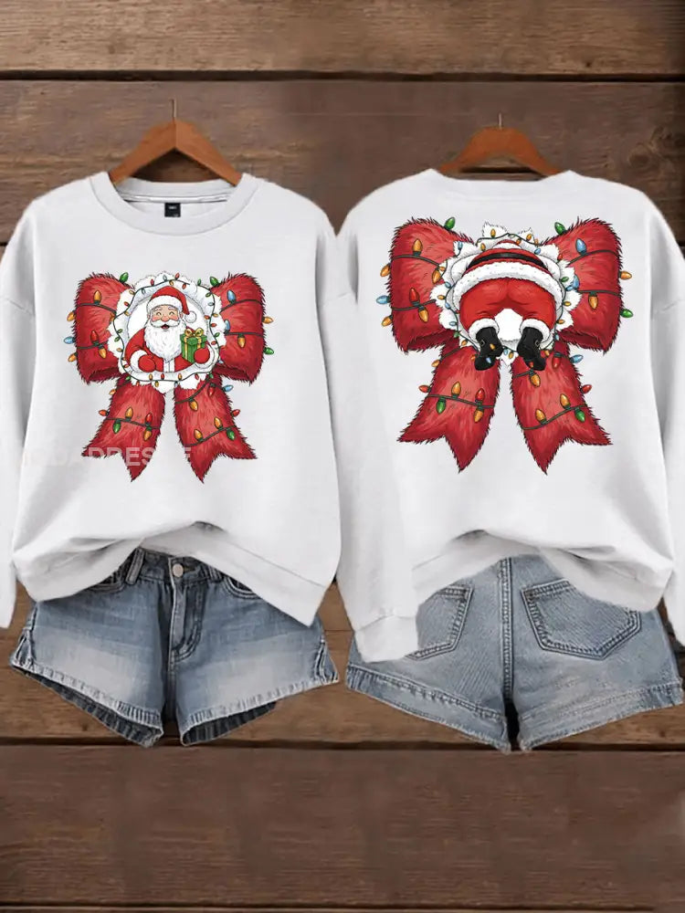 Kvinnors jul Print Casual Sweatshirt vit / S