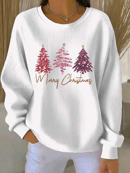 Kvinnors jul Print Casual Sweatshirt vitt / S