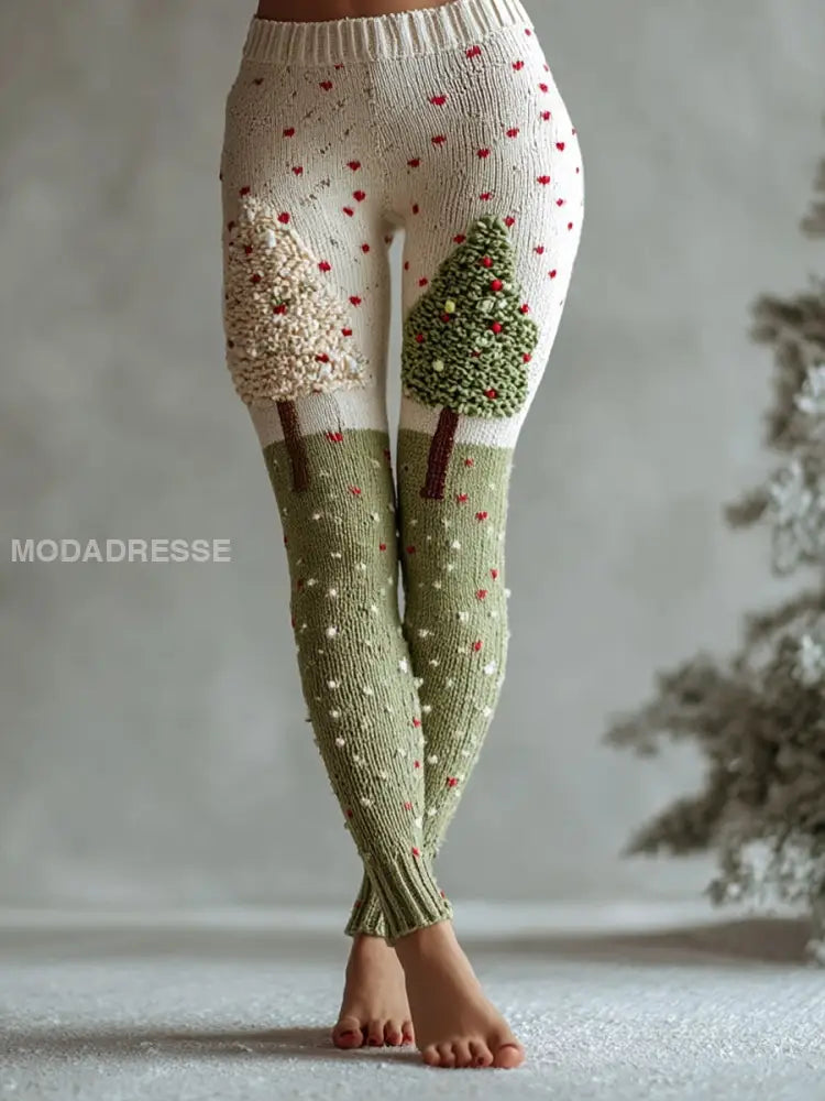 Kvinnors julgran färg-Block Leggings grönt / S
