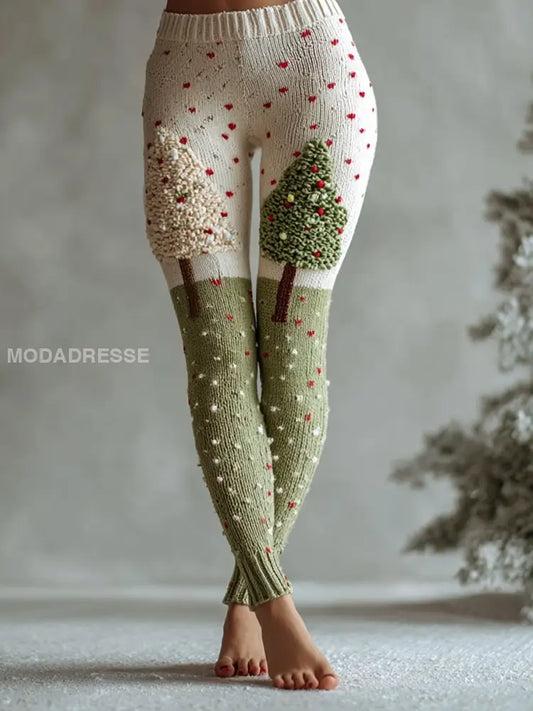 Kvinnors julgran färg-Block Leggings grönt / S