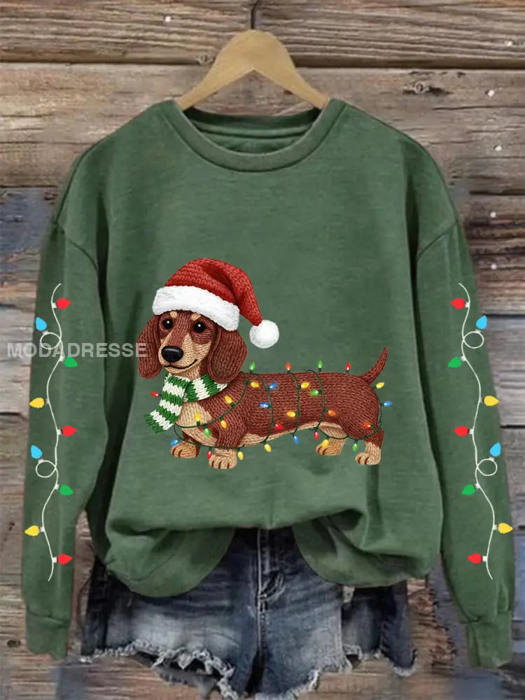 Kvinnors julljus Dachhun Skriv ut Casual Sweatshirt grön / S