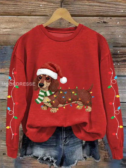 Kvinnors julljus Dachhun Skriv ut Casual Sweatshirt röd / S