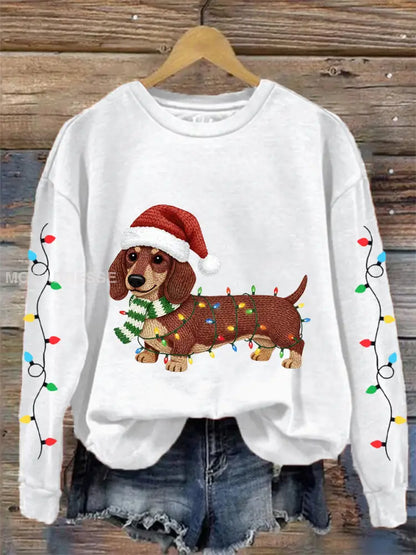 Kvinnors julljus Dachhun Skriv ut Casual Sweatshirt vit / S