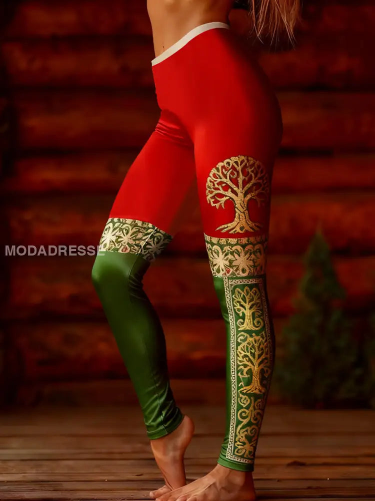 Kvinnors julstil Viking leggings som bild / S