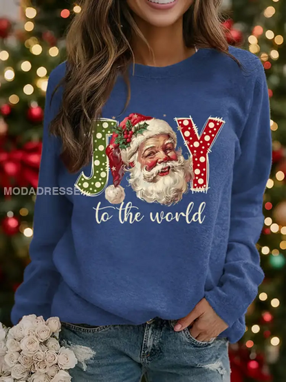Kvinnors jultomten Print raglan ärm sweatshirt blå / S