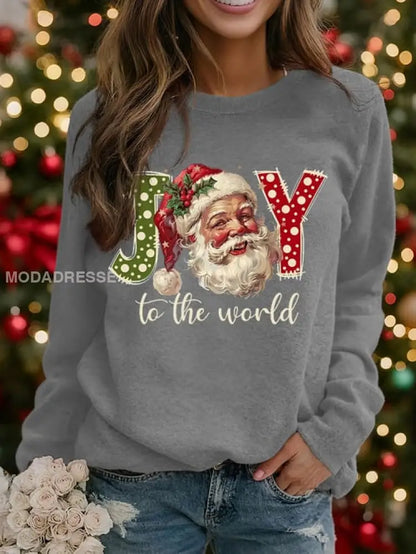 Kvinnors jultomten Print raglan ärm sweatshirt grå / S