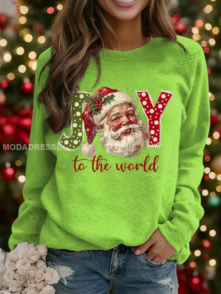 Kvinnors jultomten Print raglan ärm sweatshirt grön / S