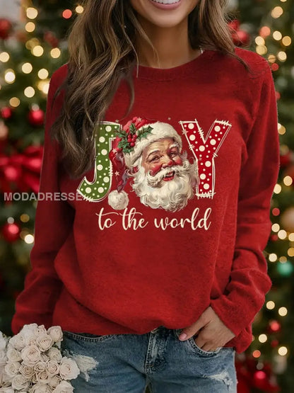 Kvinnors jultomten Print raglan ärm sweatshirt röd / S