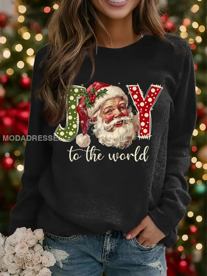 Kvinnors jultomten Print raglan ärm sweatshirt svart / S