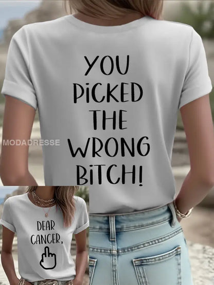 Kvinnors kära cancer du valde fel bitch T shirts grå / S