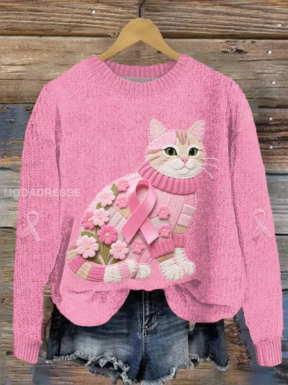 Kvinnors katt rosa band Print Casual Topp rosa / S