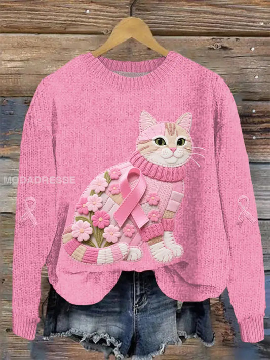 Kvinnors katt rosa band Print Casual Topp rosa / S