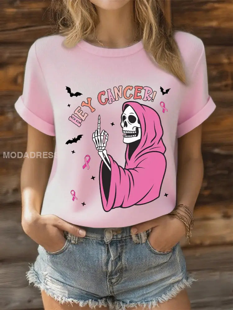 Kvinnors kortärmad T shirt ljusrosa / S