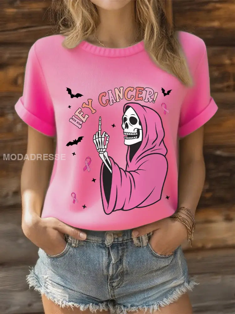 Kvinnors kortärmad T shirt mörk rosa / S